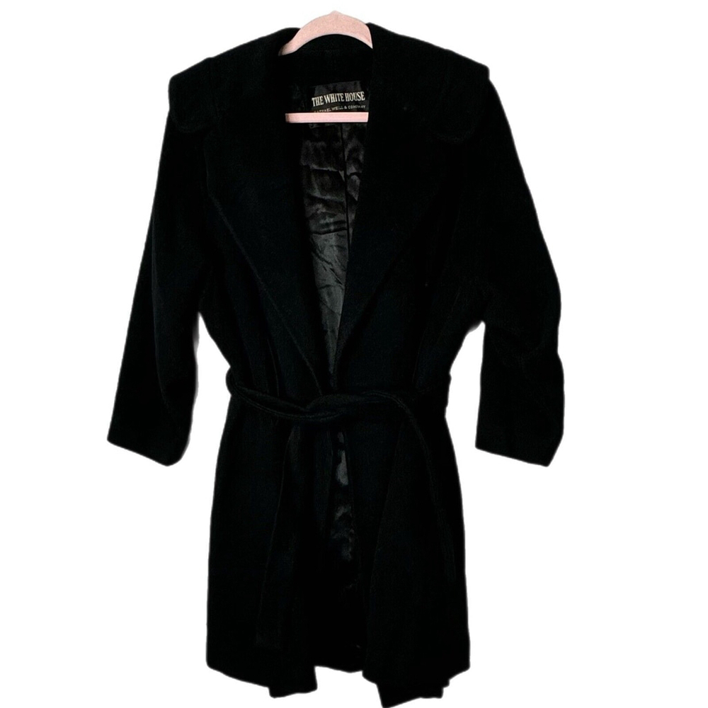 Couture Americana 1940s Raphael Weill 100% Cashmere Belted Black Jacket M